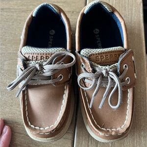 LEATHER sorry Kids Tan/Brown Moccasin Boat Shoes with Lace